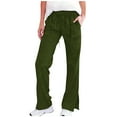 thumbnail image 1 of HAPIMO Women's Drawstring Flare Pants High Waist Bootcut Trousers with Pockets for Workout Daily Wear Army Green L, 1 of 5