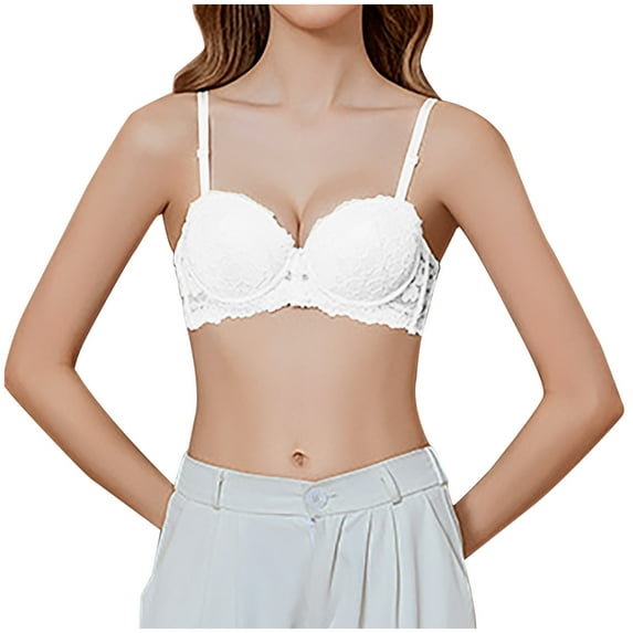 HAPIMO Women's Everyday Bra Lace Lifting Bra Comfy Underwear Push Up Wireless Seamless Soft Smoothing Brassiere Clearance Solid Color Trendy Lady Lingerie White 38