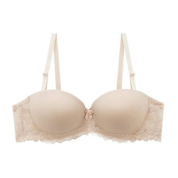 HAPIMO Women's Everyday Bra Lace Lifting Bra Comfy Underwear Push Up Wireless Seamless Soft Smoothing Brassiere Solid Color Trendy Lady Lingerie Beige 36