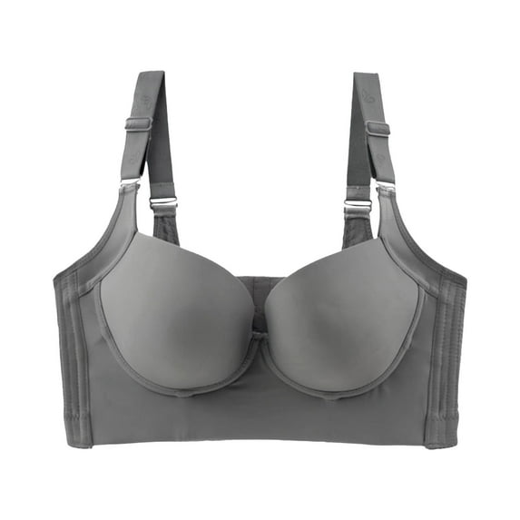 HAPIMO Women's Everyday Bra Lifting Bra Comfy Underwear Push Up Wireless Brassiere Solid Color Trendy Lady Lingerie Gray XXXXXXL