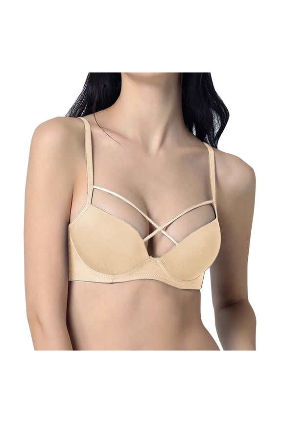 Women's Everyday Bra Lifting Bra Comfy Underwear Push Up Wireless Seamless Soft Smoothing Brassiere Solid Color Trendy Lady Lingerie Beige 34
