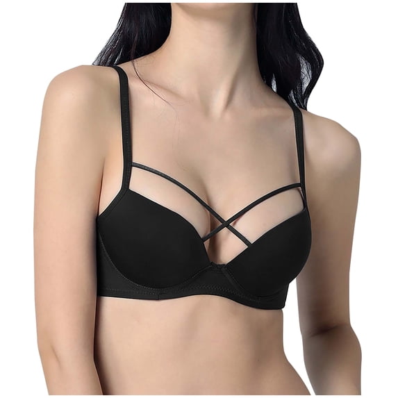 HAPIMO Women's Everyday Bra Lifting Bra Comfy Underwear Push Up Wireless Seamless Soft Smoothing Brassiere Solid Color Trendy Lady Lingerie Black 36