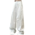 thumbnail image 1 of HAPIMO Women's Fall Sweatpants Teens High Waist Wide Leg Pants Workout Loose Cargos Pants for Girls Sports Activewear Jazz Dance High Street Casual Trousers Spring White L, 1 of 4