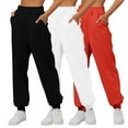 thumbnail image 1 of HAPIMO Women's Fall Sweatpants Teens Loose Joggers Pants 3 Pack for Girls High Waist Jog Pants Running Workout Casual Trousers Pajamas Spring Sports Activewear White L, 1 of 5