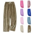 thumbnail image 1 of HAPIMO Women's Fall Warm Sweatpants Drawstring Teens High Waist Wide Leg Pants Casual Trousers Pockets Spring Business Flannel Workout Loose Pants Pajamas for Girls Green L, 1 of 6