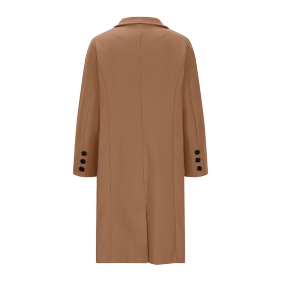 HAPIMO Women's Fashion Elegant Blazer Jackets Casual Comfy Long Trench Coat Long Sleeve Lapel Jacket Coat Solid Button Down Outerwear Fall Winter Overcoat Brown XXL