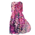 thumbnail image 1 of HAPIMO Women's Fashion Floral Boho 3/4 Sleeve Spring Lapel V Neck Button Flowy Fall Dress Elegant Casual Drawstring Summer Tea Length A Line Dress Workout Pink L, 1 of 5