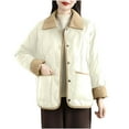 thumbnail image 1 of HAPIMO Women's Fashion Jacket Coat Long Sleeve Lapel Collar Button Down Coat Solid Pocket Quilted Coat Fall Winter Casual Comfy Clothes Beige M, 1 of 5