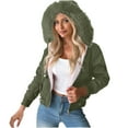 thumbnail image 1 of HAPIMO Women's Fashion Jacket Long Sleeve Full Zip Hooded Jacket Coats Fall Winter Fleece Lined Warm Coats Solid Pocket Coats with Faux Fur Trim Hood Army Green S, 1 of 9