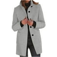 thumbnail image 1 of HAPIMO Women's Fashion Long Coat Casual Comfy Stand Collar Jacket Coat Solid Button Down Outerwear Fall Winter Vintage Clothes Gray XXXXL, 1 of 6