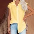thumbnail image 1 of HAPIMO Women's Fashion Shirts Lapel Collar T-shirt Button Down Pocket Clothes for Girls Comfy Casual Blouses Solid Color Print Tops Short Sleeve Tees Yellow XXXXL, 1 of 6