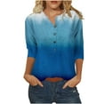 thumbnail image 1 of HAPIMO Women's Fashion Shirts Plum Print Tops Short Sleeve Tees Button Round Neck T-shirt Comfy Casual Blouses Regular Fit Clothes for Girls Dark Blue, 1 of 5