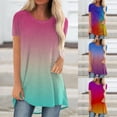 thumbnail image 1 of HAPIMO Women's Fashion Shirts Short Sleeve Tees Comfy Casual Loose Blouses Crewneck T-shirt Gradient Color Print Tops Pleat for Leggings Clothes for Girls Hot Pink XXL Sales, 1 of 5