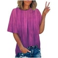 thumbnail image 1 of HAPIMO Women's Fashion Shirts Short Sleeve Tees Round Neck T-shirt Comfy Casual Blouses Gradient Color Print Tops Regular Fit Clothes for Girls Pink M, 1 of 7