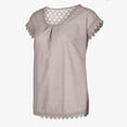 thumbnail image 1 of HAPIMO Women's Fashion Shirts Solid Color Print Tops Short Sleeve Tees Comfy Casual Loose Blouses Lace Crochet Clothes for Girls Notch V-Neck T-shirt Pink XL, 1 of 5