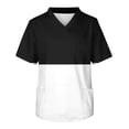 thumbnail image 1 of HAPIMO Women's Fashion Shirts Solid Color Print Tops Short Sleeve Tees Scrub Pocket Tunic Blouses Working Uniform Clothes for Girls V-Neck T-shirt Black XXXL, 1 of 3