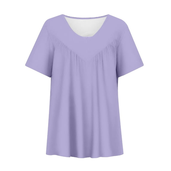 HAPIMO Women's Fashion Shirts Summer Classic Clothes for Girls Gradient Color Print Tops V-Neck T-shirt Short Sleeve Tees Comfy Casual Loose Blouses Purple XXL
