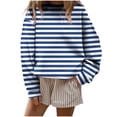 thumbnail image 1 of HAPIMO Women's Fashion Striped Sweatshirts Relaxed Fit Long Sleeve Crewneck Pullover Tops Fall Casual Workout Blouses Blue M, 1 of 5