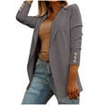 thumbnail image 1 of HAPIMO Women's Fashion Suit Jacket Casual Long Sleeve Cardigan Dressy Jacket Solid Business Office Work Suit Jacket Fall Winter Clothes Dark Gray S, 1 of 7