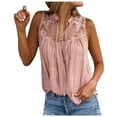 thumbnail image 1 of HAPIMO Women's Fashion Tank Tops Lace Crochet Clothes for Girls Boho Floral Print Tops Sleeveless Tees Pleat Flowy Tunic Blouses Halter Neck T-shirt Pink, 1 of 1