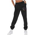thumbnail image 1 of HAPIMO Women's Fleece Lined Sweatpants Drawstring Elastic Waist Jogger Pants Heart-Shaped Print Pants Casual Sweat Pants for Hiking Running Gym Workout Black XXL, 1 of 4
