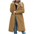 thumbnail image 1 of HAPIMO Women's Fleece Long Jacket Coat Casual Comfy Long Sleeve Solid Lapel Collar Open Front Coats Fall Winter Fashion Warm Coat Brown M, 1 of 6