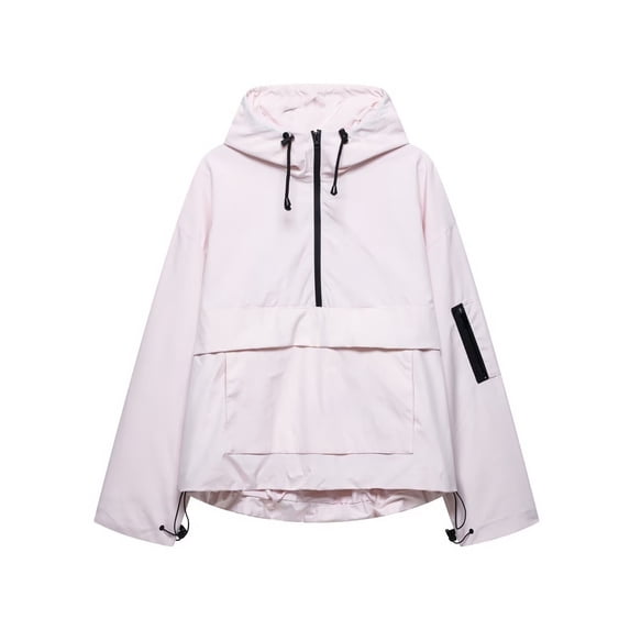 HAPIMO Women's Half Zip Hoodies Long Sleeve Pullover Hooded Jacket Casual Workout Coat Solid Multi Pockets Jacket Coat Fall Winter Fashion Clothes Hot Pink L