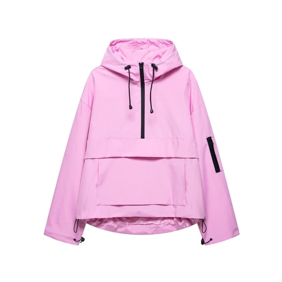 HAPIMO Women's Half Zip Hoodies Long Sleeve Pullover Hooded Jacket Casual Workout Coat Solid Multi Pockets Jacket Coat Fall Winter Fashion Clothes Pink XL