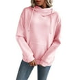 thumbnail image 1 of HAPIMO Women's Hooded Sweatshirts Loose Long Sleeve Tops Casual Pullover Hoodies Solid Kangaroo Pocket Sweatshirts Fall Fashion Clothing Outfits Pink XXL, 1 of 9