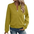 thumbnail image 1 of HAPIMO Women's Jacket Zip Up Long Sleeve Stand Collar Sweatshirts Casual Solid Pocket Knitted Textured Jacket Coat Fall Winter Trendy Outfits Yellow L, 1 of 6