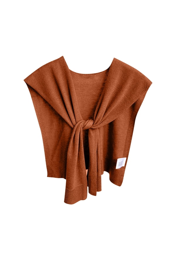 Women's Knitted Outwear Shawl Winter False Collar Decorative Fashion Scarf Playwear Bandage Shirts Spring V Neck Blouse Girls Solid Color Tees Fashion Wine