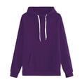 thumbnail image 1 of HAPIMO Women's Lightweight Spring Fall Hoodies Long Sleeve Solid Tops Casual Workout Pullover Sweatshirts with Pocket Purple L, 1 of 4