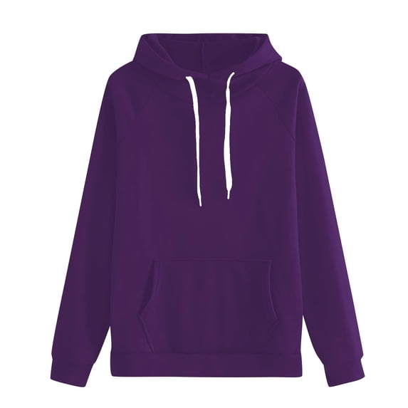 HAPIMO Women's Lightweight Spring Fall Hoodies Long Sleeve Solid Tops Casual Workout Pullover Sweatshirts with Pocket Purple L