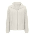 thumbnail image 1 of HAPIMO Women's Long Sleeve Jacket Casual Comfy Lapel Collar Zip Up Jacket Coat Solid Pocket Coat Fall Winter Fleece Lined Warm Outerwear Beige XL, 1 of 7