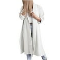 thumbnail image 1 of HAPIMO Women's Long Sleeve Outwear Midi Peacoat Trench Coats Open Front Cardigans Fall Fashion Winter Outfits Solid Color Overcoats Casual Turn Down Collar White L, 1 of 9