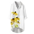thumbnail image 1 of HAPIMO Women's Long Sleeve Shirts Button Down Lapel Collar Sweatshirt Flower Print Tops Gifts for Women Casual Loose Pocket Tee Shirt Relaxed-Fit Pullover Blouse Fashion Clothing Yellow M, 1 of 5