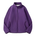 thumbnail image 1 of HAPIMO Women's Long Sleeve Thicken Outwear Pockets Slim Basic Jackets Soft Fleece Coat Zip Up Stand Collar Fall Casual Sweatshirts Cardigans Winter Fashion Purple XXXL, 1 of 8