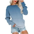thumbnail image 1 of HAPIMO Women's Loose Basic Tops Pockets Fashion Gradient Blouses Crew Neck Sweatshirts Fall Long Sleeve Tees Regular Fitted Casual Workout Blue M, 1 of 6