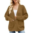 thumbnail image 1 of HAPIMO Women's Loose Knitted Cardigan Sweater Pocket Trendy Open Front Solid Color Tops Clothing Teen Girls Casual Relaxed Long Sleeve Brown S, 1 of 6
