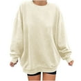 thumbnail image 1 of HAPIMO Women's Loose Oversized Pullover Trendy Long Sleeve Shirts Clothing Teen Girls Fall Spring Casual Relaxed Crew Neck Solid Color Tops Beige XXL, 1 of 4