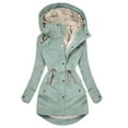 thumbnail image 1 of HAPIMO Women's Loose Puffer Jackets Fashion Zip Up Hoodie Button Fall Padded Coat Casual Single Breasted Winter Outfits Long Sleeve Thicken Fleece Outwear Green XL, 1 of 2