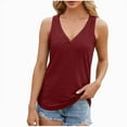 thumbnail image 1 of HAPIMO Women's Loose Tank Tops Tunic Trendy Hollow Out Lace Eyelet Summer Beach Tees Sleeveless Workout Shirts V Neck for Teen Girls Elegant Casual Tops Red, 1 of 7