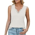 thumbnail image 1 of HAPIMO Women's Loose Tank Tops Tunic Trendy Summer Beach Tees Sleeveless Workout Shirts V Neck Button Elegant Casual Tops Solid Color Cotton for Girls White, 1 of 6