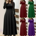 thumbnail image 1 of HAPIMO Women's Maxi A Line Dress Solid Autumn Dresses Empire Waist Elegant Holiday Boho Long Sleeve Round Neck Vintage Wine S, 1 of 5