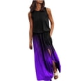 thumbnail image 1 of HAPIMO Women's Maxi Blouson Dress Solid Color Tops Sleeveless Clothing Round Neck Side Split Elegant Summer Dresses for Female Purple XL, 1 of 5