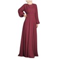 thumbnail image 1 of HAPIMO Women's Maxi Loose Dress Solid Color Elegant Casual High Waist Bandage Clearance Long Sleeve Spring Trendy Round Neck Wine XXL, 1 of 9