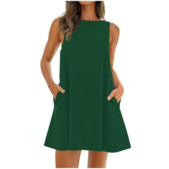 HAPIMO Women's Mini Loose Hoody Dress Solid Color Summer Beach Retro Short Sleeve Boho Holiday Elegant Leisure Hat V Neck Sundress for Girls