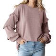 thumbnail image 1 of HAPIMO Women's Mockneck Lantern Sleeve Fuzzy Knit Casual Chunky Warm Fall Pullover Sweaters Top Trendy Outfits Ruffle Ribbed Yellow L, 1 of 8