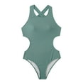 thumbnail image 1 of HAPIMO Women's One Piece Swimsuit Solid Color Beachwear Halter Bathing Suit Summer Seaside Clothes for Girls Cross Backless Swimwear Sets Sales Green S, 1 of 4