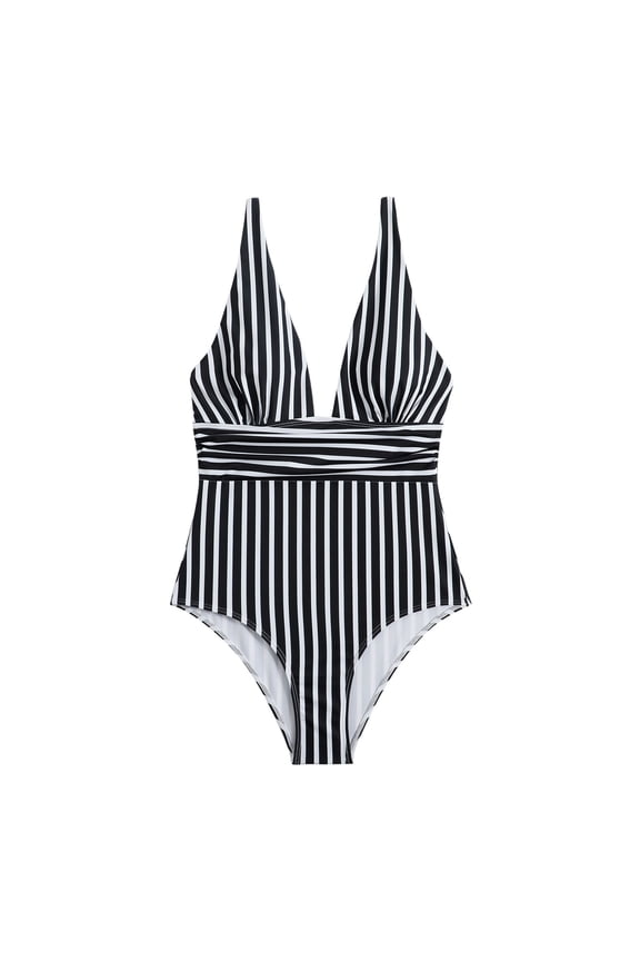 Women's One Piece Swimsuit Solid/Flag/Flower Print Beachwear Twist Ruced Front Swimwear Sets Summer Seaside Clothes for Girls Halter Neck Bathing Suit Black